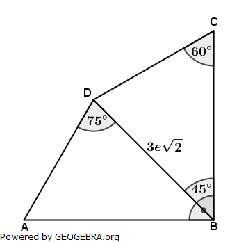 Gegeben ist das Viereck ABCD. Weisen Sie ohne Verwendung gerundeter Werte nach, dass der Flächeninhalt des Vierecks ABCD mit der Formel... (Realschulabschluss Wahlteilaufgaben Trigonometrie Aufgabengraphik W1b2013/© by www.fit-in-mathe-online.de)