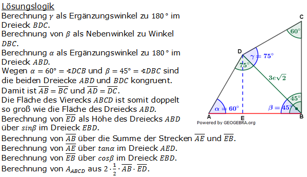 Realschulabschluss Trigonometrie Wahlteil W1b2013 Lösung Bild 1/© by www.fit-in-mathe-online.de