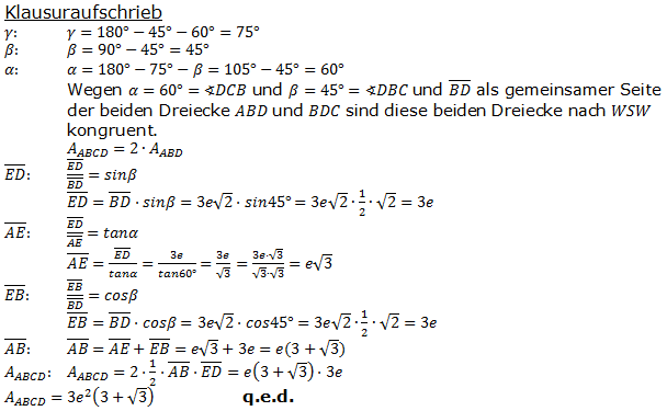 Realschulabschluss Trigonometrie Wahlteil W1b2013 Lösung Bild 2/© by www.fit-in-mathe-online.de