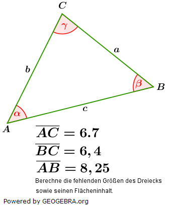 Winkel über Kosinussatz der trigonometrischen Funktionen/© by www.fit-in-mathe-online.de