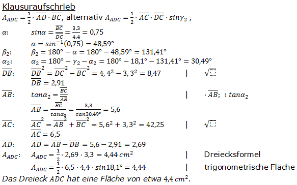 Realschulabschluss Trigonometrie Pflichtteil P32003 Lösung Bild 2/© by www.fit-in-mathe-online.de