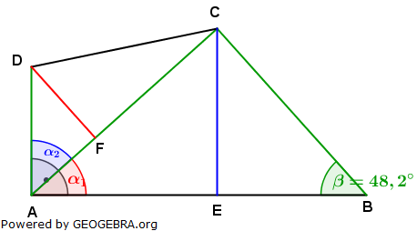 Realschulabschluss Trigonometrie Pflichtteil P12004 Lösungs-Graphik/© by www.fit-in-mathe-online.de