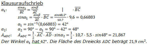 Realschulabschluss Trigonometrie Pflichtteil P12004 Lösung Bild 2/© by www.fit-in-mathe-online.de