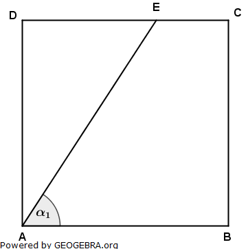 Das Viereck ABCD ist ein Quadrat. (Realschulabschluss Pflichtteilaufgaben Trigonometrie Aufgabengraphik P52005/© by www.fit-in-mathe-online.de)