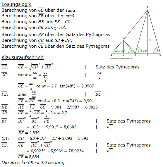 Realschulabschluss Trigonometrie Pflichtteil P62005 Lösung Bild 1/© by www.fit-in-mathe-online.de