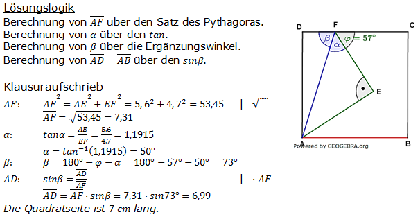 Realschulabschluss Trigonometrie Pflichtteil P12006 Lösung Bild 1 Realschulabschluss Trigonometrie Pflichtteil P12006 Lösung Bild 1/© by www.fit-in-mathe-online.de