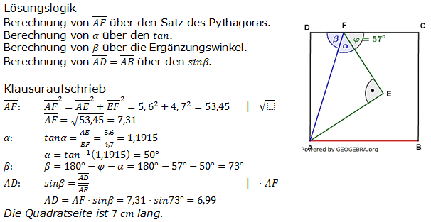 Realschulabschluss Trigonometrie Pflichtteil P12006 Lösung Bild 1/© by www.fit-in-mathe-online.de