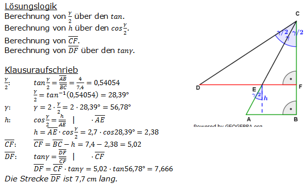 Realschulabschluss Trigonometrie Pflichtteil P22006 Lösung Bild 1 Realschulabschluss Trigonometrie Pflichtteil P22006 Lösung Bild 1/© by www.fit-in-mathe-online.de