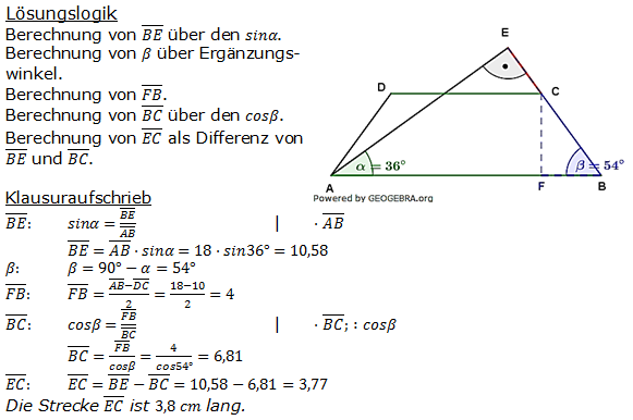 Realschulabschluss Trigonometrie Pflichtteil P32007 Lösung Bild 1 Realschulabschluss Trigonometrie Pflichtteil P32007 Lösung Bild 1/© by www.fit-in-mathe-online.de
