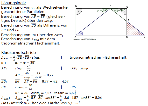 Realschulabschluss Trigonometrie Pflichtteil P12008 Lösung Bild 1/© by www.fit-in-mathe-online.de