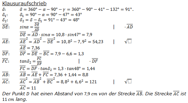 Realschulabschluss Trigonometrie Pflichtteil P22008Lösung Bild 2 Realschulabschluss Trigonometrie Pflichtteil P22008 Lösung Bild 2/© by www.fit-in-mathe-online.de