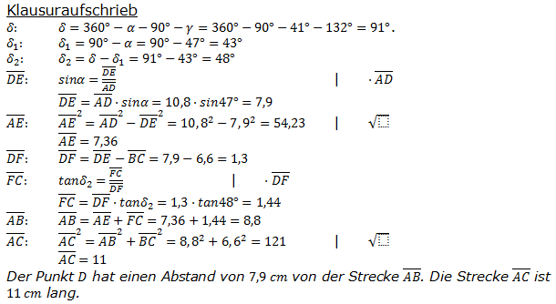 Realschulabschluss Trigonometrie Pflichtteil P22008 Lösung Bild 2/© by www.fit-in-mathe-online.de