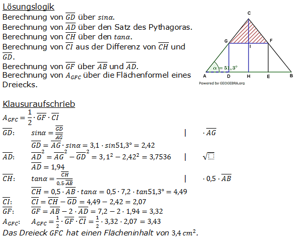Realschulabschluss Trigonometrie Pflichtteil P12009 Lösung Bild 1 Realschulabschluss Trigonometrie Pflichtteil P12009 Lösung Bild 1/© by www.fit-in-mathe-online.de