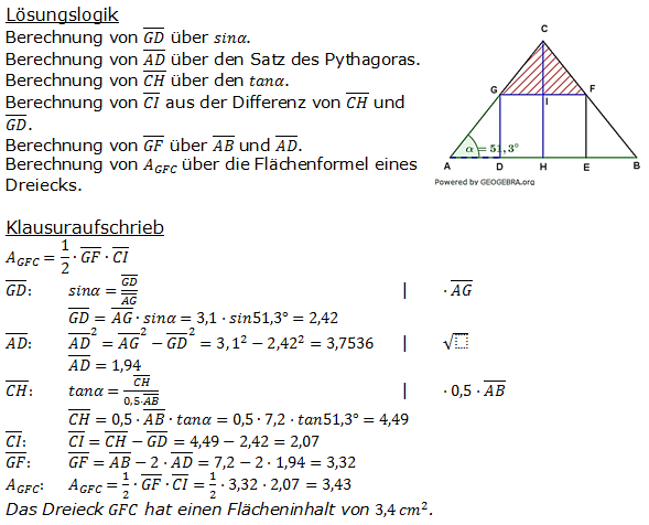 Realschulabschluss Trigonometrie Pflichtteil P12009 Lösung Bild 1/© by www.fit-in-mathe-online.de