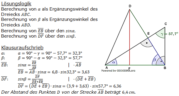 Realschulabschluss Trigonometrie Pflichtteil P22009 Lösung Bild 1 Realschulabschluss Trigonometrie Pflichtteil P22009 Lösung Bild 1/© by www.fit-in-mathe-online.de