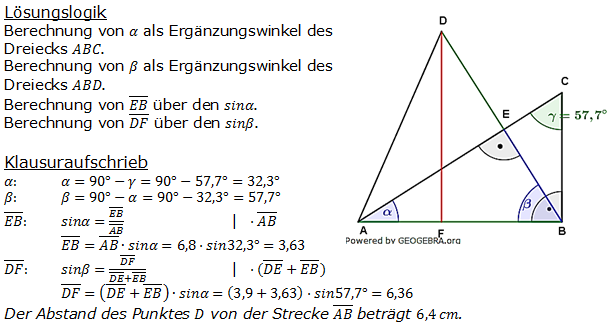 Realschulabschluss Trigonometrie Pflichtteil P22009 Lösung Bild 1/© by www.fit-in-mathe-online.de