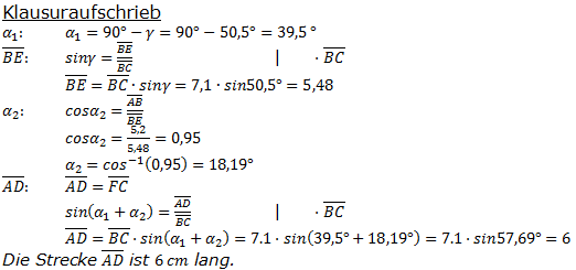 Realschulabschluss Trigonometrie Pflichtteil P12013 Lösung Bild 2/© by www.fit-in-mathe-online.de