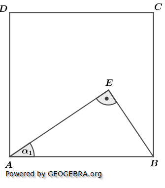 Das Viereck ABCD ist ein Quadrat. (Realschulabschluss Pflichtteilaufgaben Trigonometrie Aufgabengraphik P22015/© by www.fit-in-mathe-online.de)