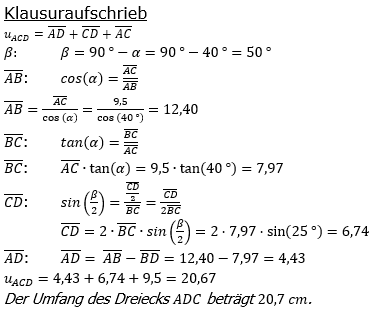 Realschulabschluss Trigonometrie Pflichtteil P2201L03 Lösung Bild 2/© by www.fit-in-mathe-online.de