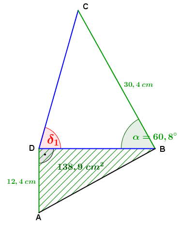 Realschulabschluss Trigonometrie Übungsaufgabe A02 Lösungs-Graphik/© by www.fit-in-mathe-online.de