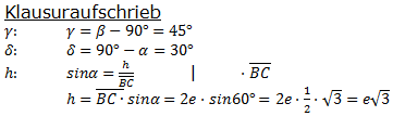 Realschulabschluss Trigonometrie Übungsaufgabe A06 Lösung Bild 2/© by www.fit-in-mathe-online.de