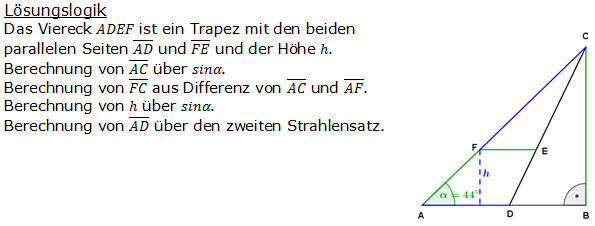 Realschulabschluss Trigonometrie Wahlteil W4b2005 Lösung Bild 1/© by www.fit-in-mathe-online.de