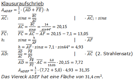 Realschulabschluss Trigonometrie Wahlteil W4b2005 Lösung Bild 2/© by www.fit-in-mathe-online.de