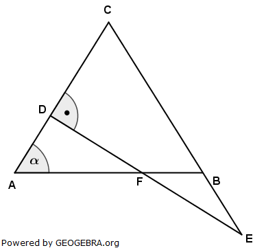 Gegeben sin das gleichschenklige Dreieck ABC und das rechtwinklige Dreieck CDE. (Realschulabschluss Wahlteilaufgaben Trigonometrie Aufgabengraphik W1a2007/© by www.fit-in-mathe-online.de)