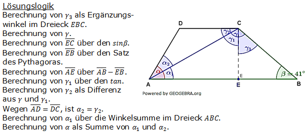 Realschulabschluss Trigonometrie Wahlteil W1a2008 Lösung Bild 1/© by www.fit-in-mathe-online.de