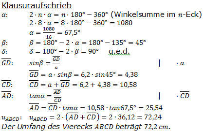 Realschulabschluss Trigonometrie Wahlteil W1b2011 Lösung Bild 2/© by www.fit-in-mathe-online.de