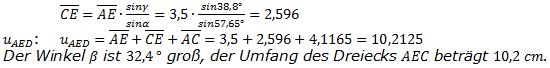 Realschulabschluss Trigonometrie Wahlteil W1a2013 Lösung Bild 4/© by www.fit-in-mathe-online.de