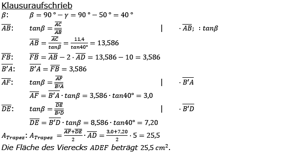 Realschulabschluss Trigonometrie Wahlteil W1b2016 Lösung Bild 2/© by www.fit-in-mathe-online.de