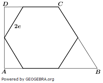 Gegeben sind ein rechtwinkliges Trapez ABCD und ein regelmäßiges Sechseck. (Realschulabschluss Wahlteilaufgaben Trigonometrie Aufgabengraphik W1b2017/© by www.fit-in-mathe-online.de)