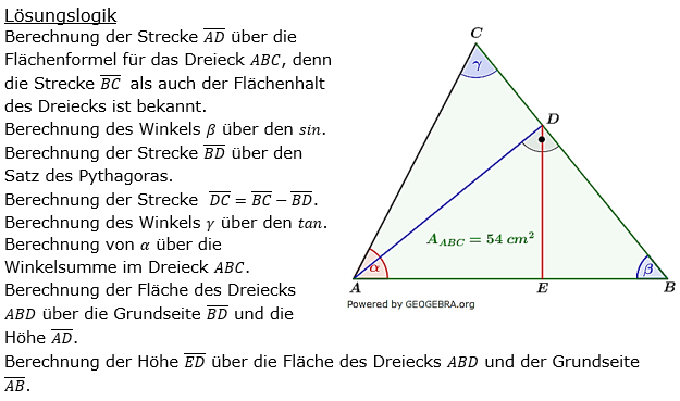 Realschulabschluss Trigonometrie Wahlteil W1a2018 Lösung Bild 1/© by www.fit-in-mathe-online.de