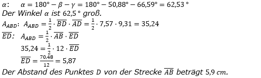 Realschulabschluss Trigonometrie Wahlteil W1a2018 Lösung Bild 4/© by www.fit-in-mathe-online.de