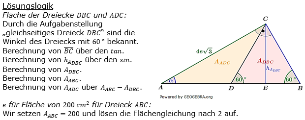 Realschulabschluss Trigonometrie Wahlteil W1b2018 Lösung Bild 1/© by www.fit-in-mathe-online.de