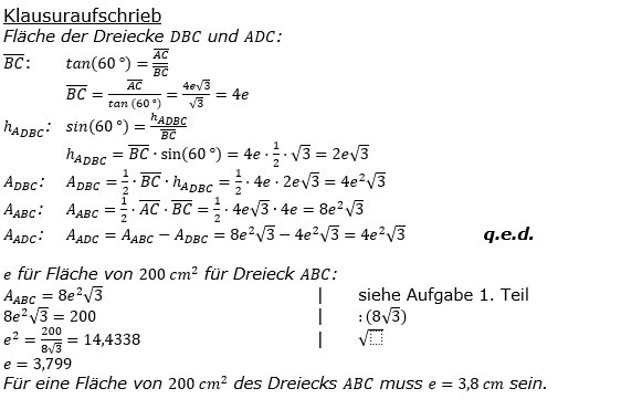 Realschulabschluss Trigonometrie Wahlteil Wbb2018 Lösung Bild 2/© by www.fit-in-mathe-online.de