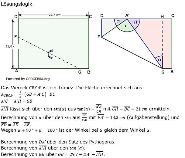 Realschulabschluss Trigonometrie Wahlteil W1b2019 Lösung Bild 1/© by www.fit-in-mathe-online.de