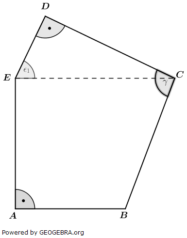Im Fünfeck ABCDE gilt: (Realschulabschluss Wahlteilaufgaben Trigonometrie Aufgabengraphik W1a2020/© by www.fit-in-mathe-online.de)