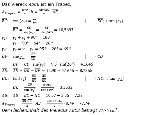 Realschulabschluss Trigonometrie Wahlteil W1a2020 Lösung Bild 2/© by www.fit-in-mathe-online.de