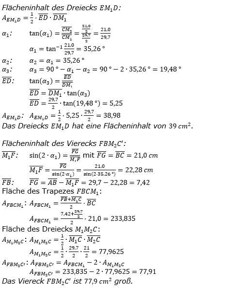 Realschulabschluss Trigonometrie Wahlteil B4b2021 Lösung Bild 2/© by www.fit-in-mathe-online.de