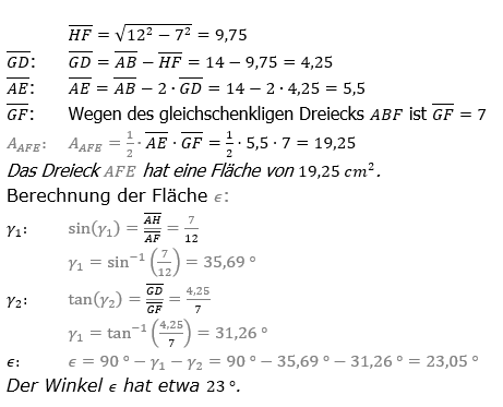 Realschulabschluss Trigonometrie Wahlteil B1a2022 Lösung Bild 4/© by www.fit-in-mathe-online.de