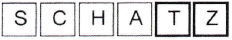 Wie groß ist die Wahrscheinlichkeit, mit den beiden gezogenen Buchstaben das Wort 'SCHATZ' legen zu können. (Realschulabschluss Pflichtteilaufgaben Zufall und Wahrscheinlichkeit Aufgabengraphik 04 P7/2016/© by www.fit-in-mathe-online.de)