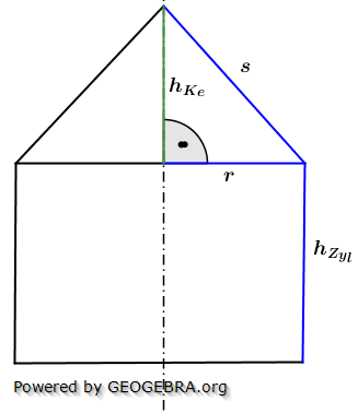 Realschulabschluss Zusammengesetzte Körper Lösungs-Graphik Pflichtteilaufgabe P2/2005/© by www.fit-in-mathe-online.de