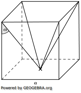 Aus einem Würfel wurde eine quadratische Pyramide herausgearbeitet. (Realschulabschluss Zusammengesetzte Körper Aufgabengraphik Wahlteilaufgabe W4b/2009/© by www.fit-in-mathe-online.de)