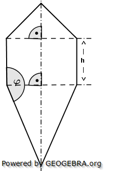 Die Abbildung zeigt einen Drehkörper. Für den zylinderförmigen Teil gilt: (Realschulabschluss Zusammengesetzte Körper Aufgabengraphik Übungsaufgabe A02/© by www.fit-in-mathe-online.de)