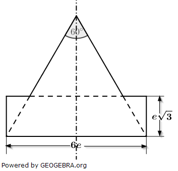 Ein zusammengesetzter Körper besteht aus einem Zylinder mit aufgesetztem Kegel (siehe Achsenschnitt rechts) (Realschulabschluss Zusammengesetzte Körper Aufgabengraphik Wahlteilaufgabe W2b/2019/© by www.fit-in-mathe-online.de)