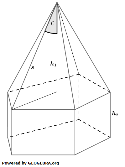 Ein zusammengesetzter Körper besteht aus einem Zylinder mit aufgesetztem Kegel (siehe Achsenschnitt rechts) (Realschulabschluss Zusammengesetzte Körper Aufgabengraphik Wahlteilaufgabe W2b/2019/© by www.fit-in-mathe-online.de)