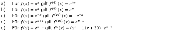 Wahr oder falsch? (Grafik A210101 im Aufgabensatz 1 Blatt 2/1 Fortgeschritten zur Ableitung der Exponentialfunktion /© by www.fit-in-mathe-online.de)