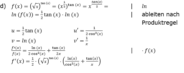 Die logarithmische Differentiation Lösungen zum Aufgabensatz 2 c-d Blatt 4/2 Universität Bild 3/© by www.fit-in-mathe-online.de